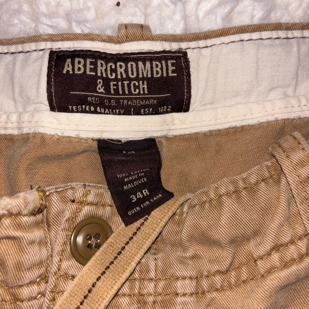 Vintage Y2K Abercrombie & Fitch Tan Cotton Chinos with Button Fly